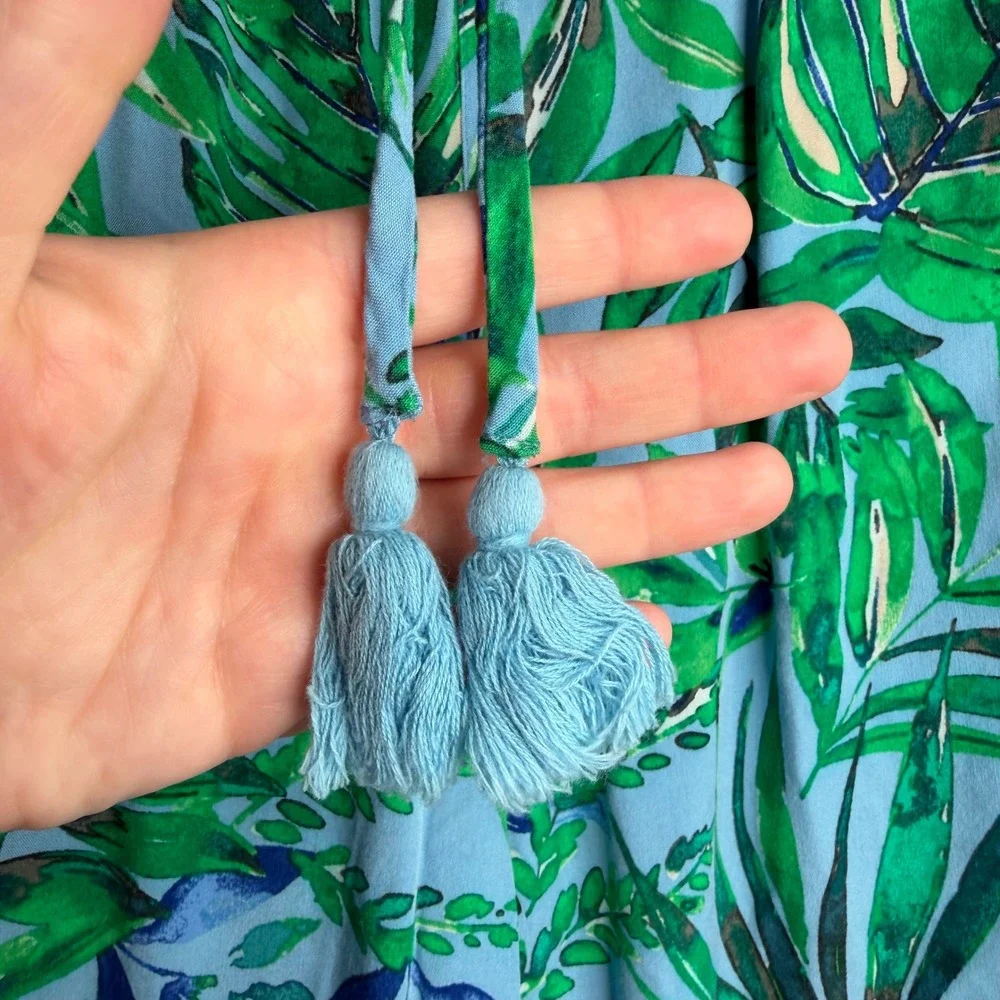 J. Jill Two Piece Set Small Green Blue Tropical Cruise Resortwear Matching